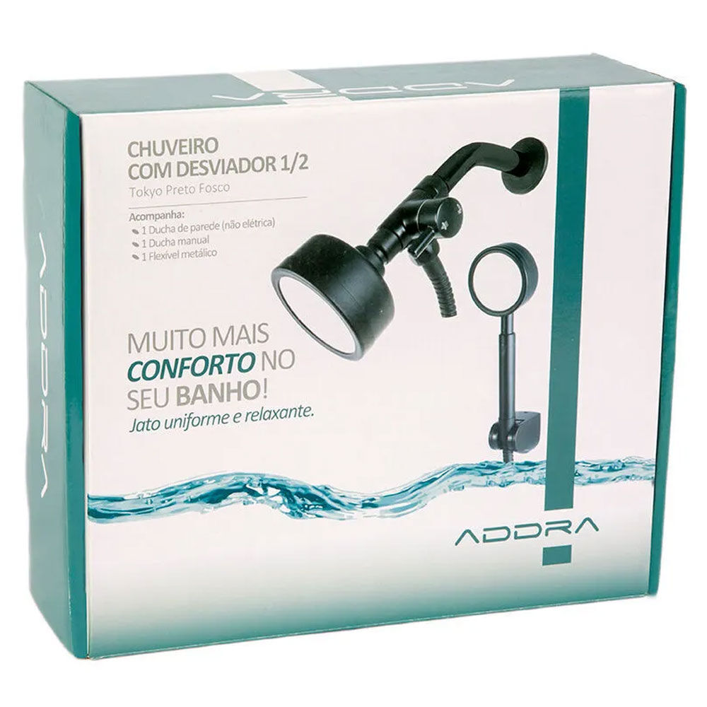 Ducha com Desviador Tokyo 1 Jato Black Addra