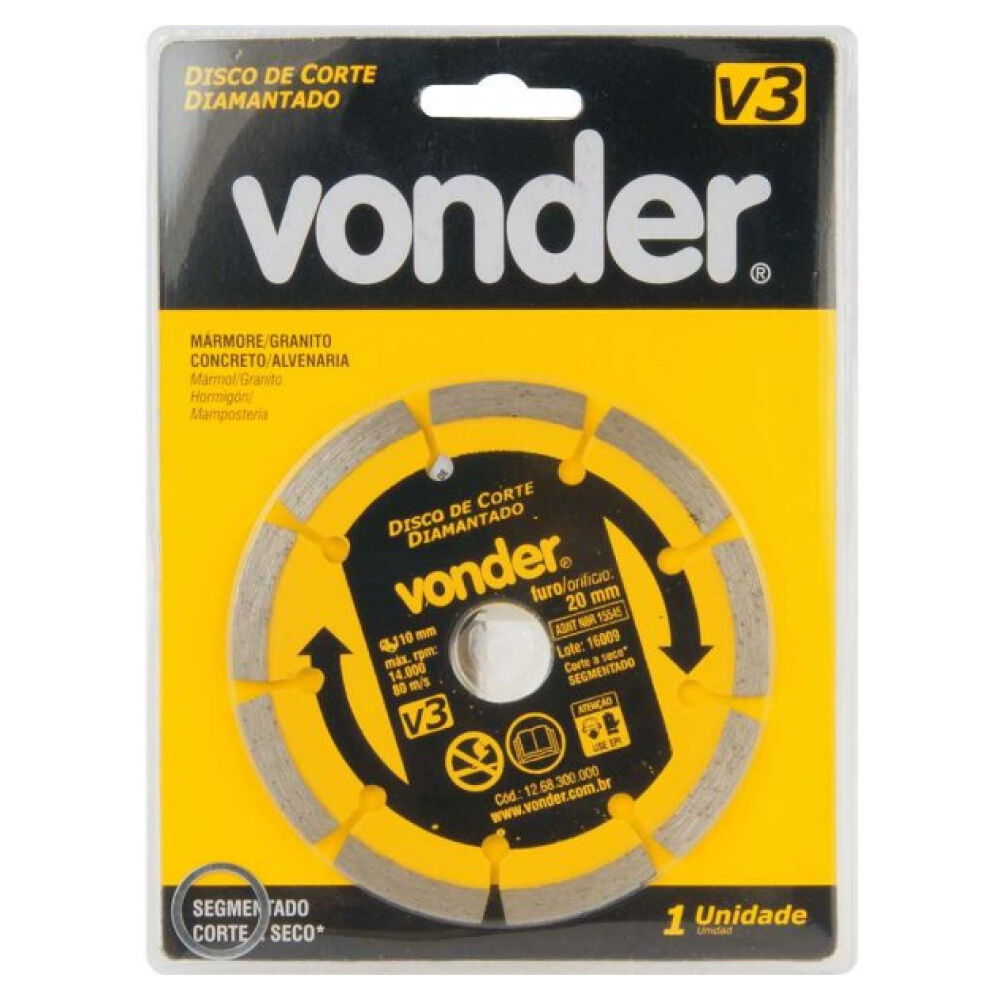 Disco de Corte Diamantado 110 mm Segmentado V3 Vonder