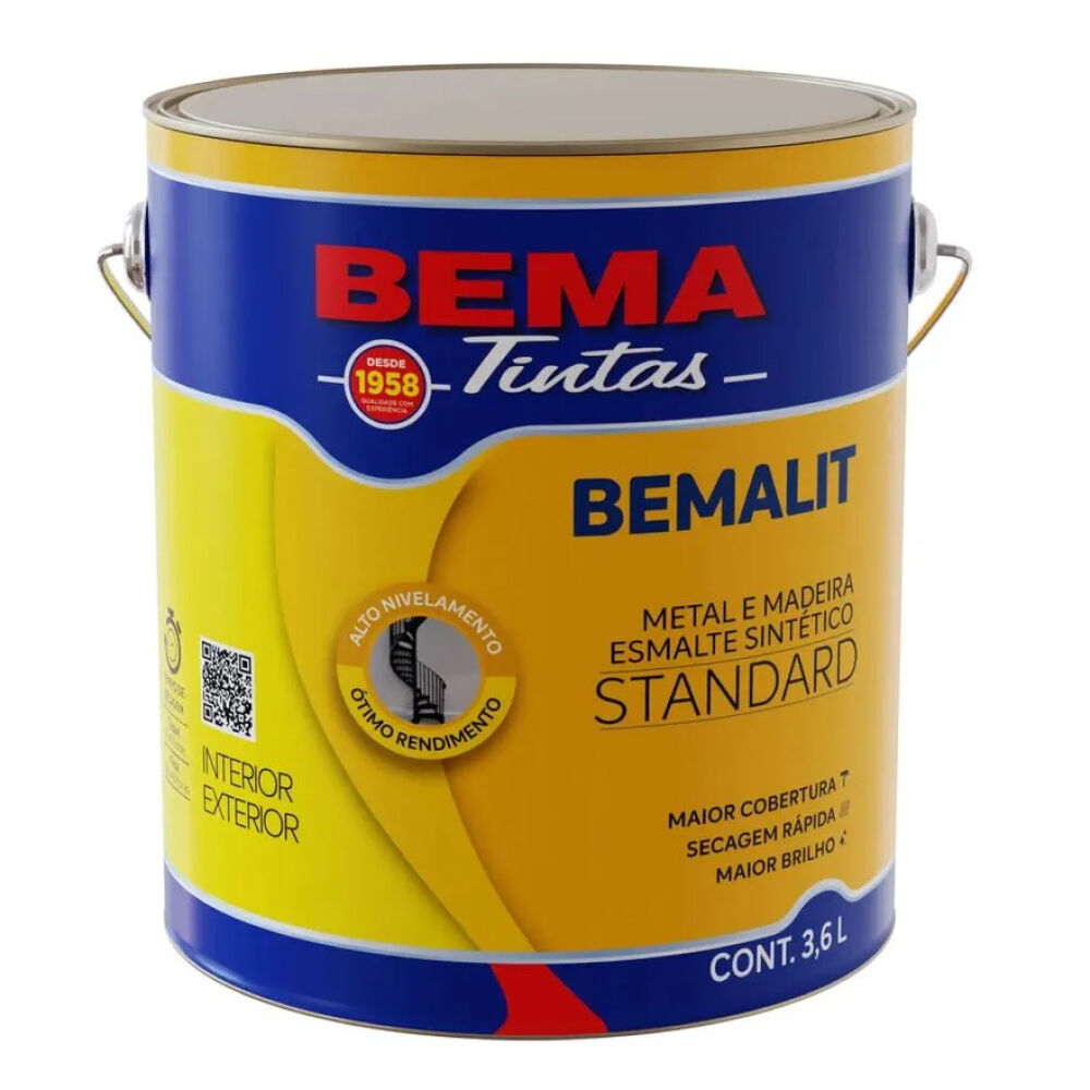 Tinta Esmalte Sintético Standard Bemalit 3,6L Bema