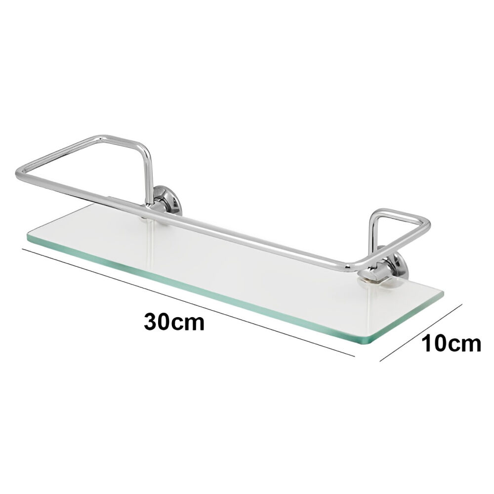 Porta Shampoo de Banheiro Retangular Vidro 30cm Metalplas
