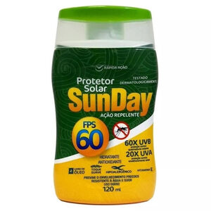 Protetor Solar Ação Repelente FPS 60 Sunday 120ml Nutriex Protetor Solar Ação Repelente FPS 60 Sunday 120ml Nutriex