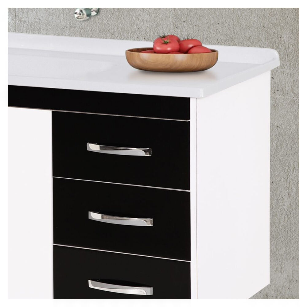 Gabinete Cozinha Tóquio 95,2cm Preto/Branco A.J. Rorato