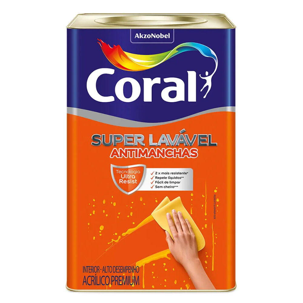 Tinta Acrílica Premium Super Lavável 18L Branca Coral