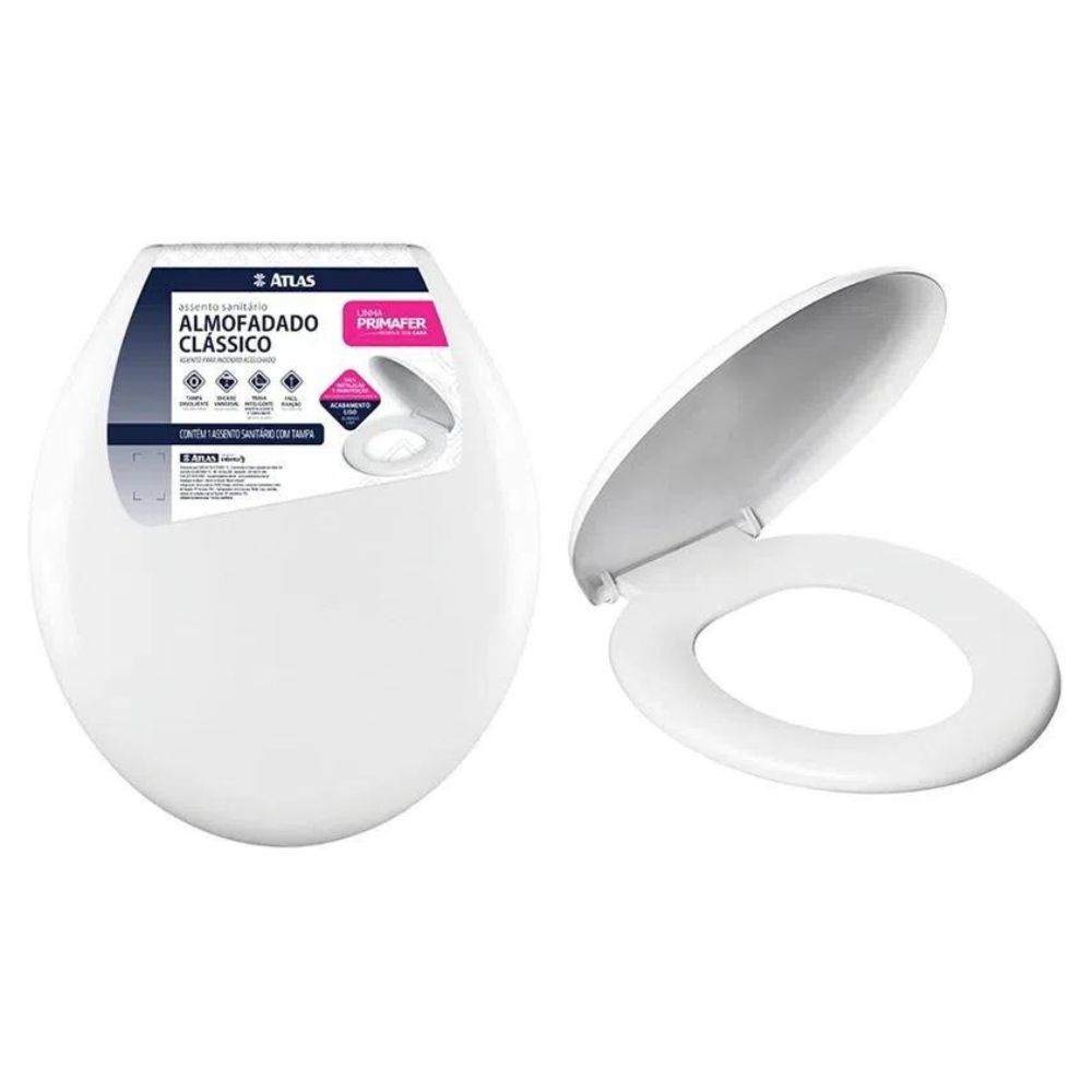 Assento Sanitário Almofadado Clássico PR1063-2 Primafer Branco Atlas