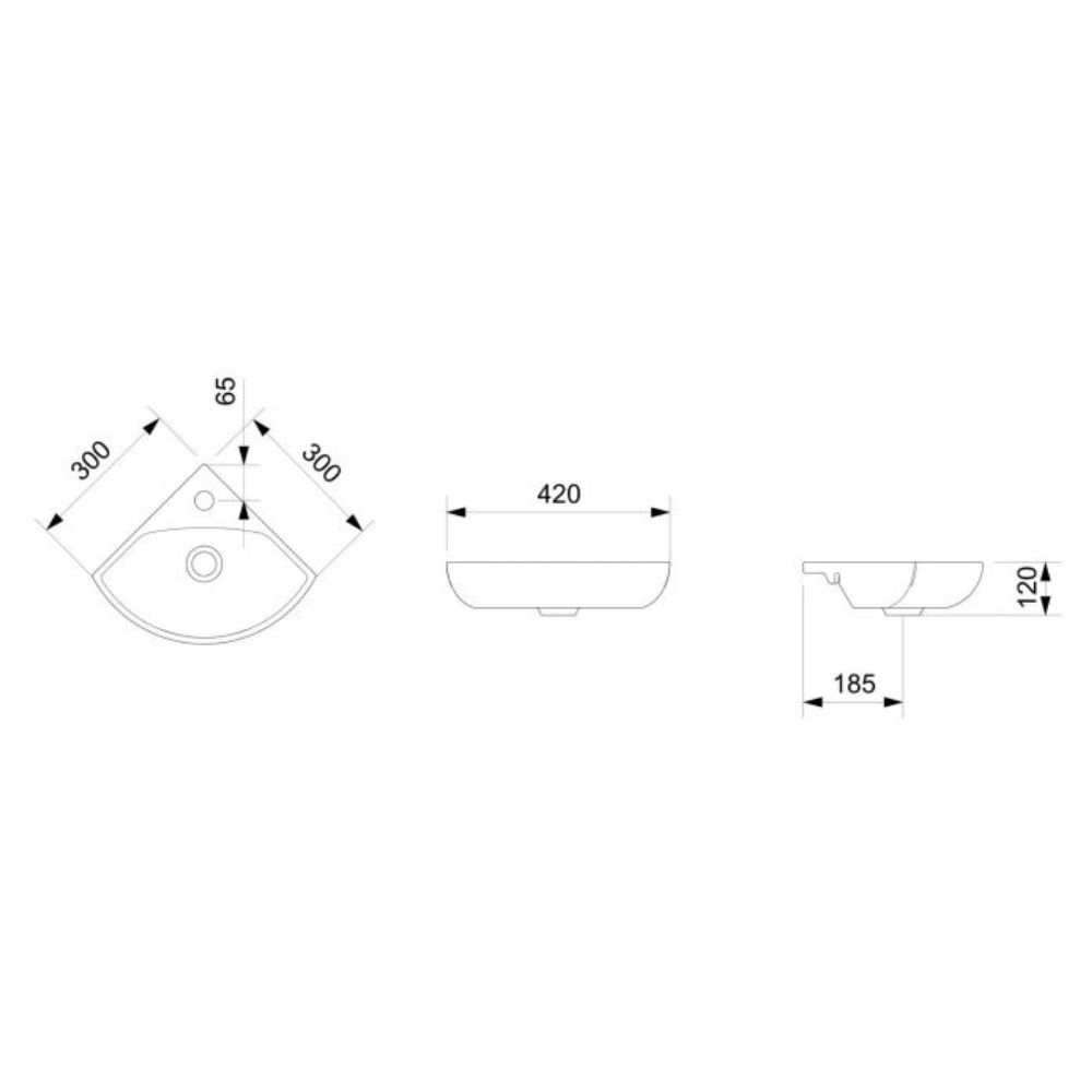 Lavatório Suspenso Canto P 42x34,5cm Branco Incepa