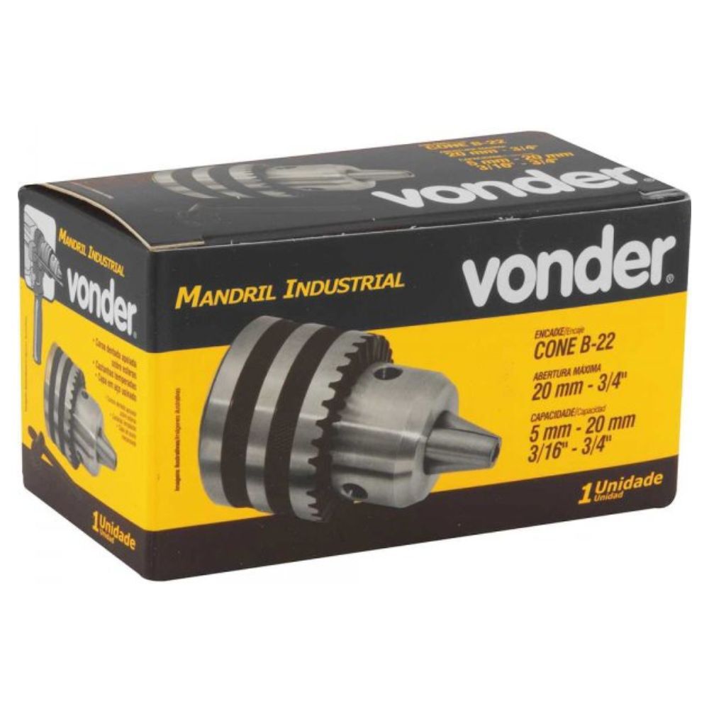 Mandril com Chave 5mm a 20mm Cone B22 Vonder