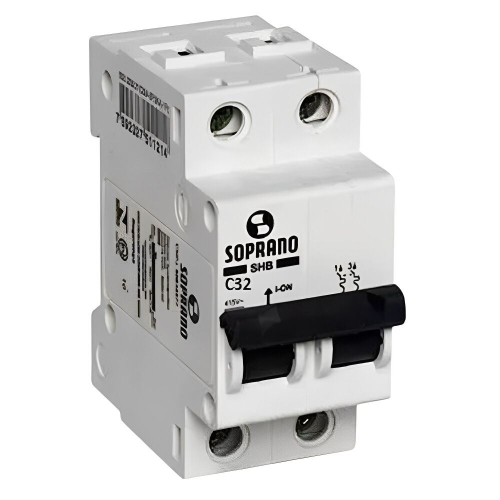 Disjuntor Din SHB2-GII 2P 32A Curva C Branco Soprano