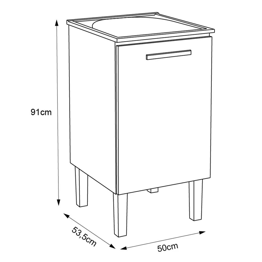Gabinete Lavanderia Venus com Tanque Sintético 50cm Branco Cozimax