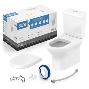 Kit Vaso Sanitário com Caixa Acoplada e Assento Sanitário Soft Close Nexo Branco Roca Kit Vaso Sanitário com Caixa Acoplada e Assento Sanitário Soft Close Nexo Branco Roca