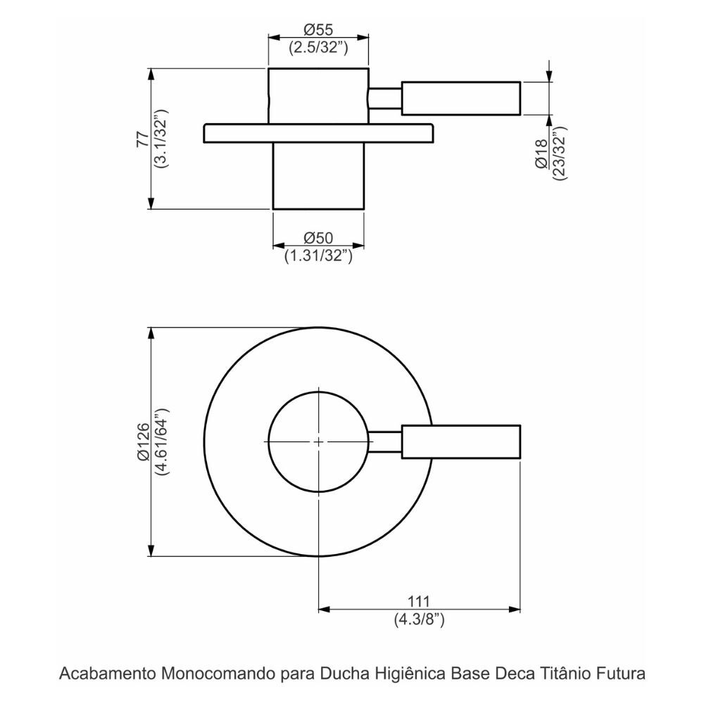 Acabamento Monocomando para Ducha Higiênica Base Deca Titânio Futura Perflex