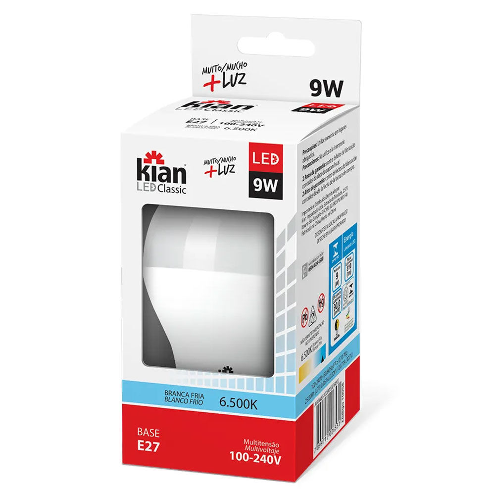 Lâmpada A60 Led 9W 6500K Bivolt Kian