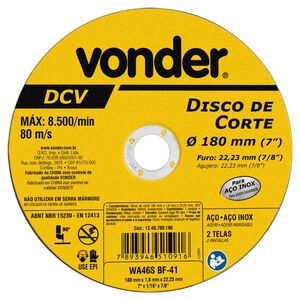 Disco de Corte 180mmx1,6mmx22,23mm DCV Vonder