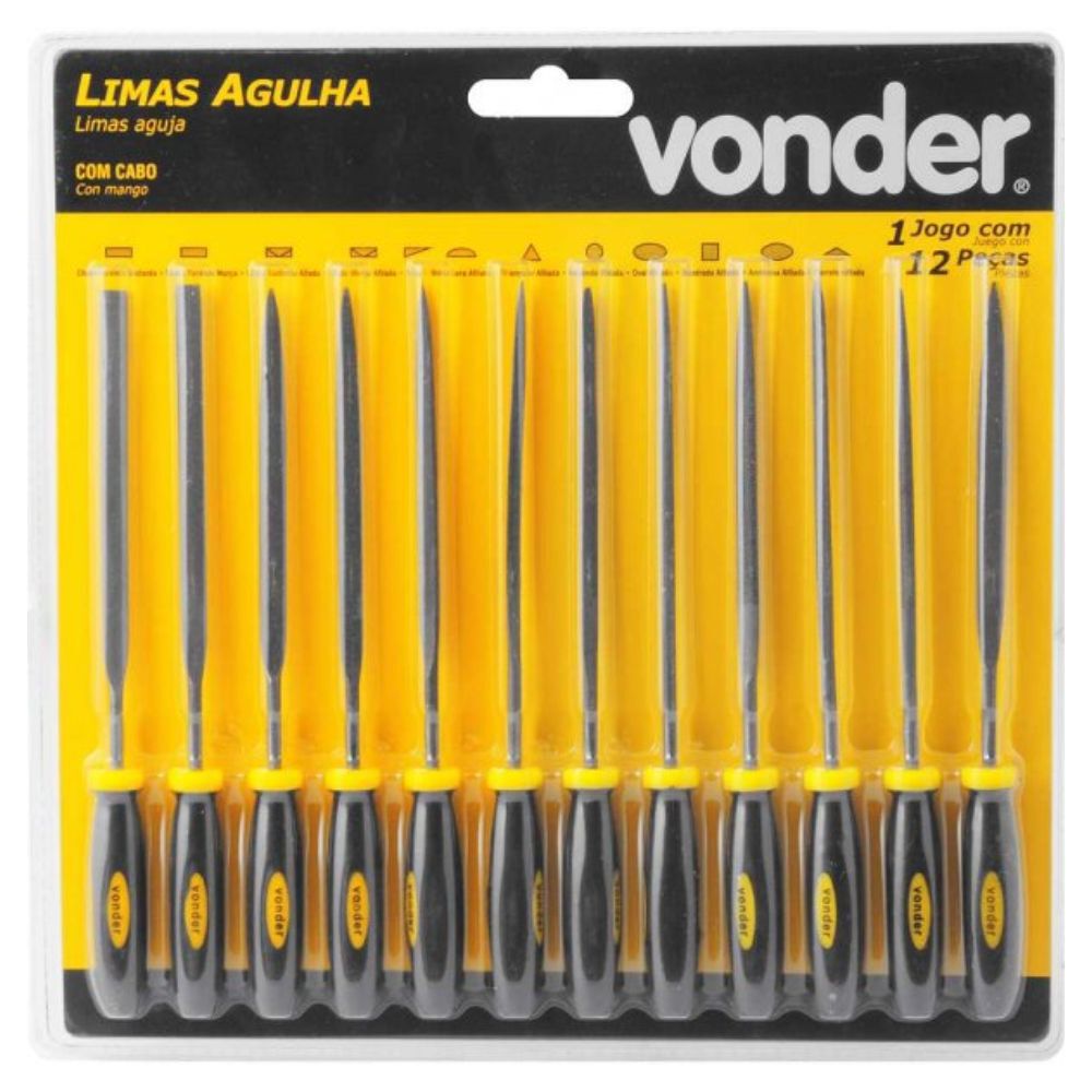 Kit de Limas Agulha com Cabo com 12 Peças Vonder