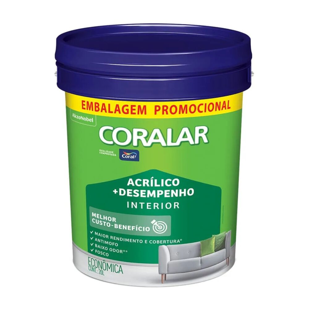 Tinta Acrílica Econômica Coralar + Desempenho 20L Coral