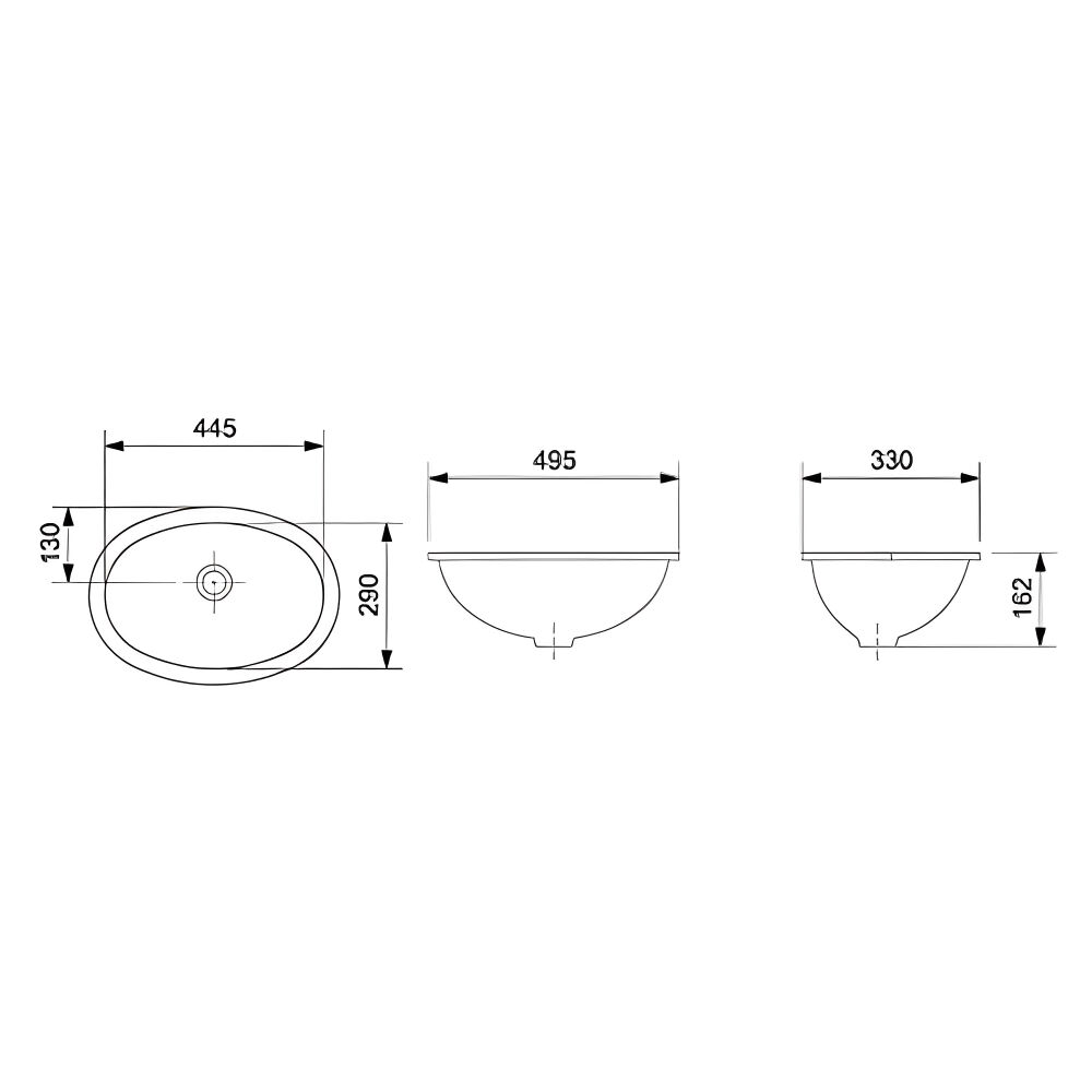 Cuba de Embutir Oval 49,5x33,5cm Preto Celite
