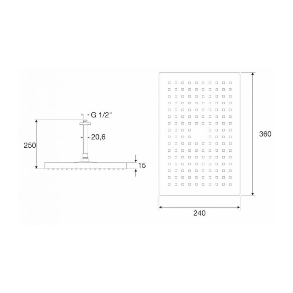 Ducha de Teto Retangular Rainsense Cromado Roca