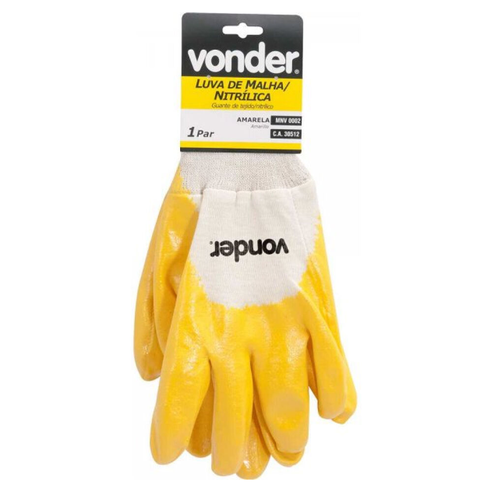 Luva de Malha com Borracha Nitrílica MNV0002 Tamanho 10 Amarela Vonder