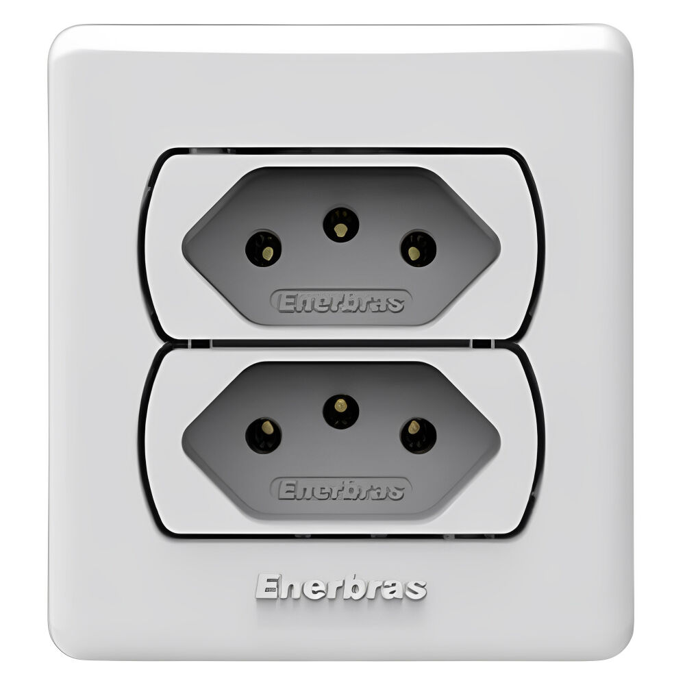 Conjunto Tomada Dupla 20A Neo Sottile Branco Enerbras