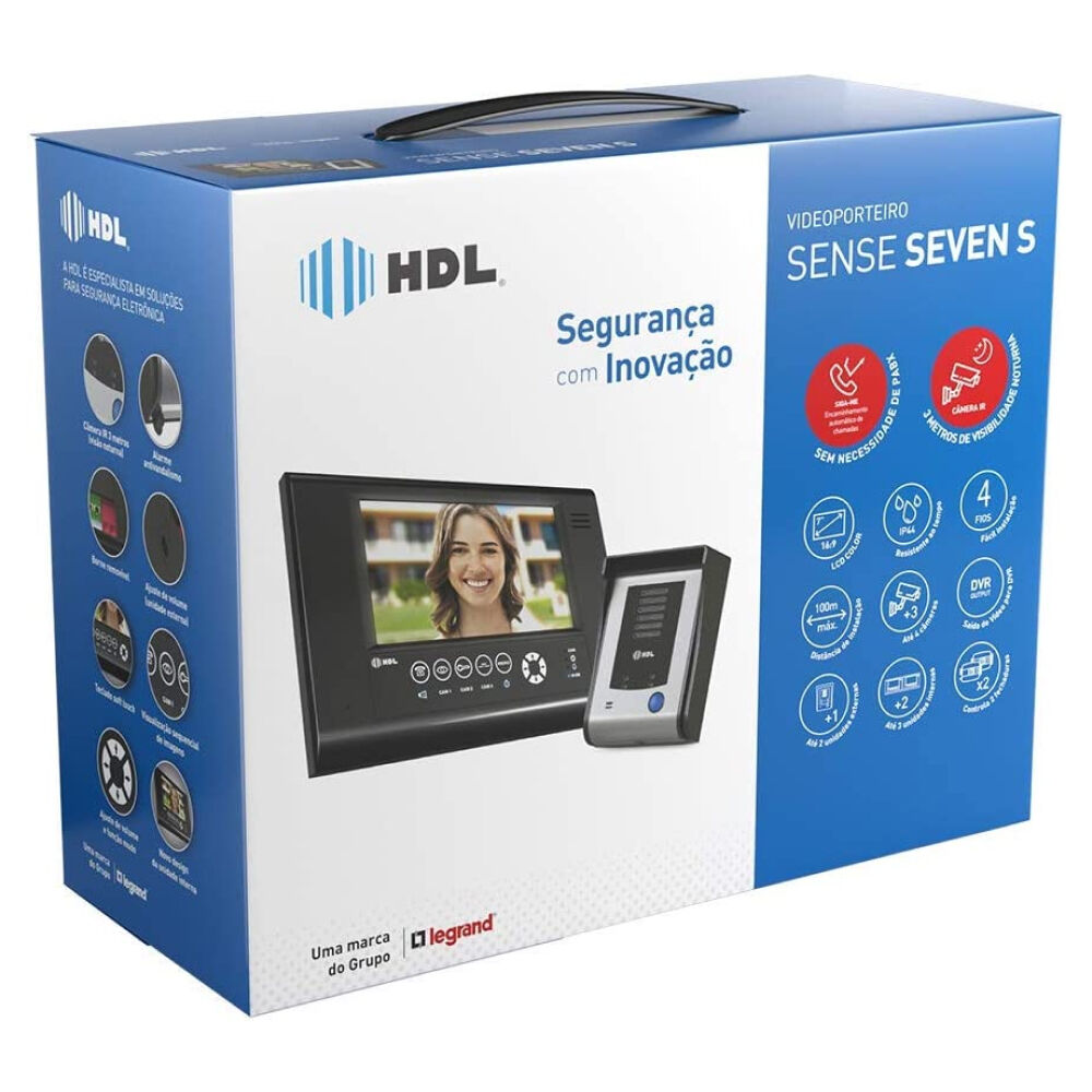 Vídeo Porteiro Eletrônico Sense Seven S Preto HDL