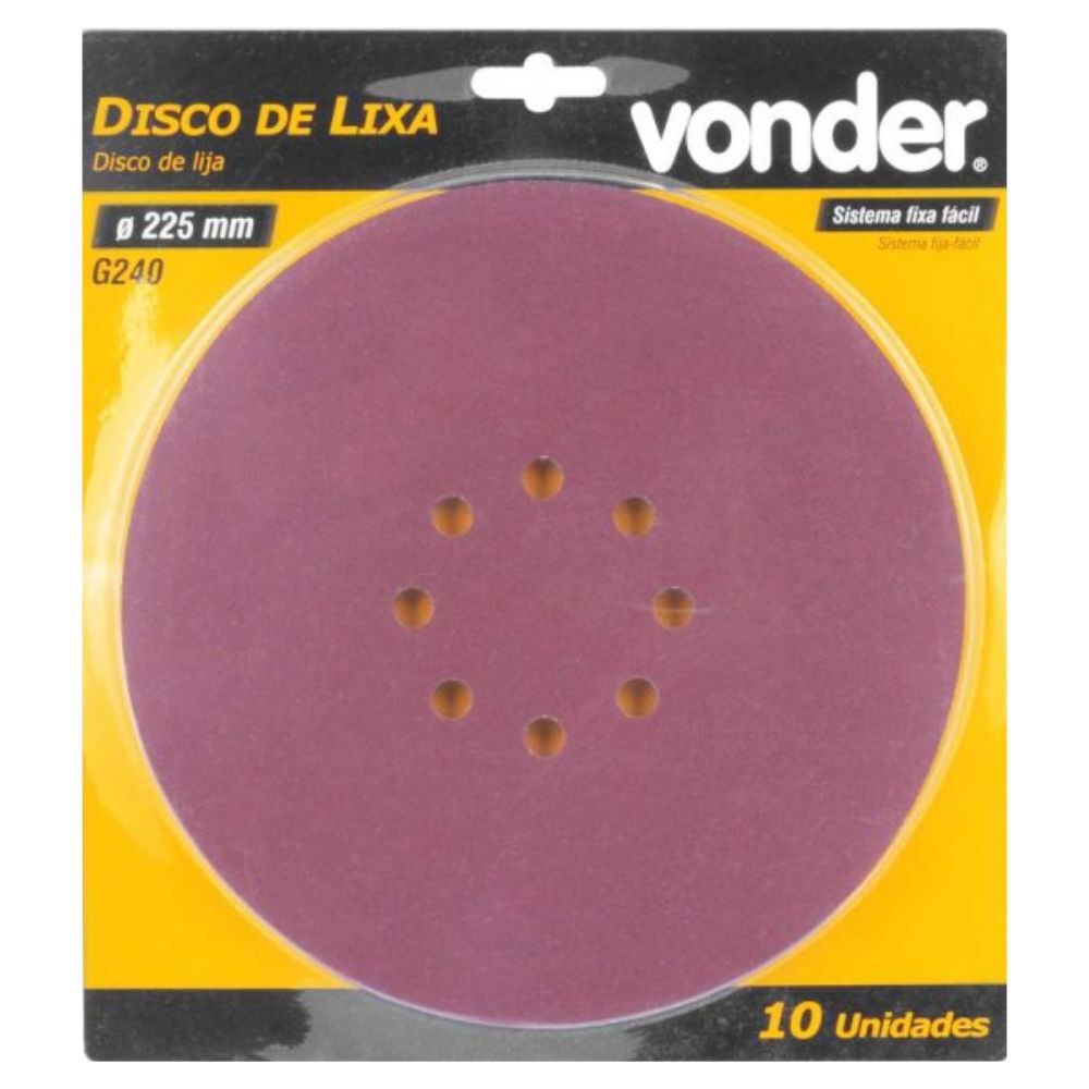 Disco de Lixa com Costado em Pluma 225mm Grão 240 para Lixadeira LPV 600 e LPV 1000 Vonder