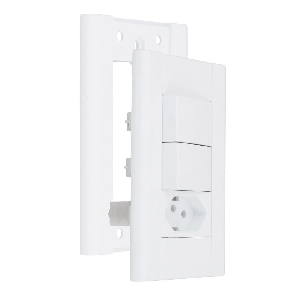 2 Interruptores Simples e Tomada 2P+T 10A/250V Modulare 1441 Fame