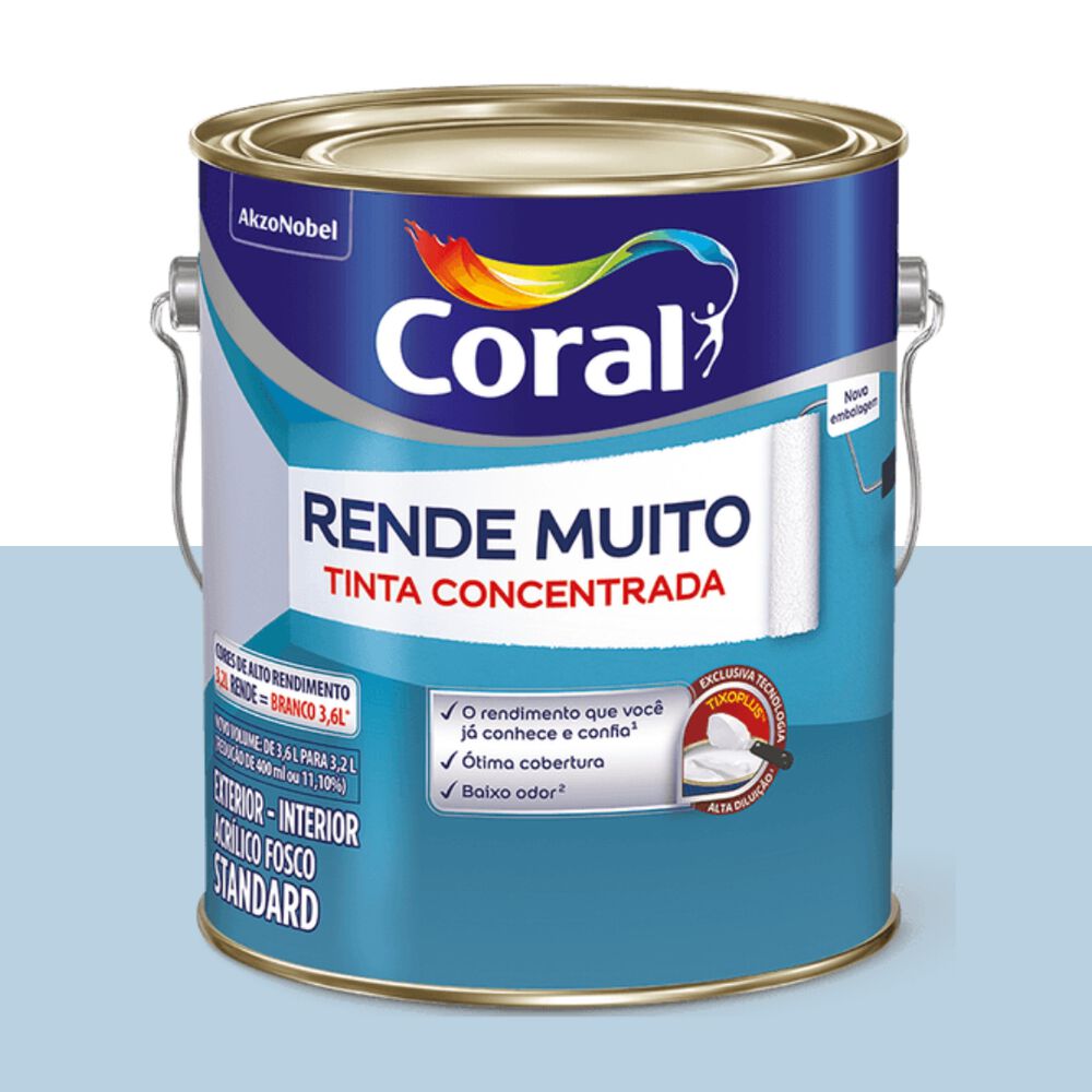 Tinta Acrílica Standard Fosco Rende Muito Azul Sereno 3,2L Coral