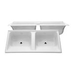 Tanque Duplo em Mármore Sintético Quadrado 120x60cm Branco Decoralita