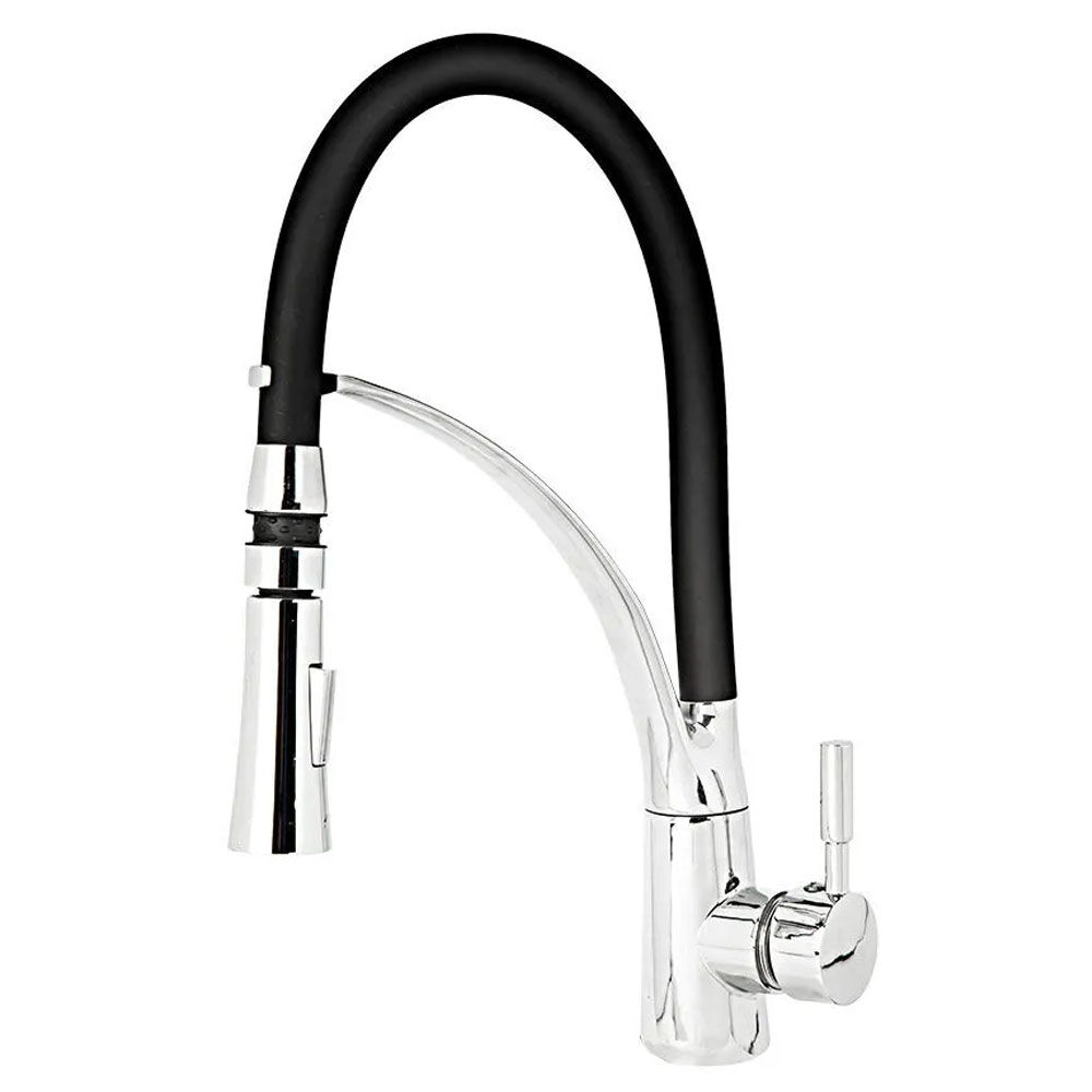 Misturador Monocomando de Mesa para Cozinha com Ducha Color Flex 1/2'' Preto Addra