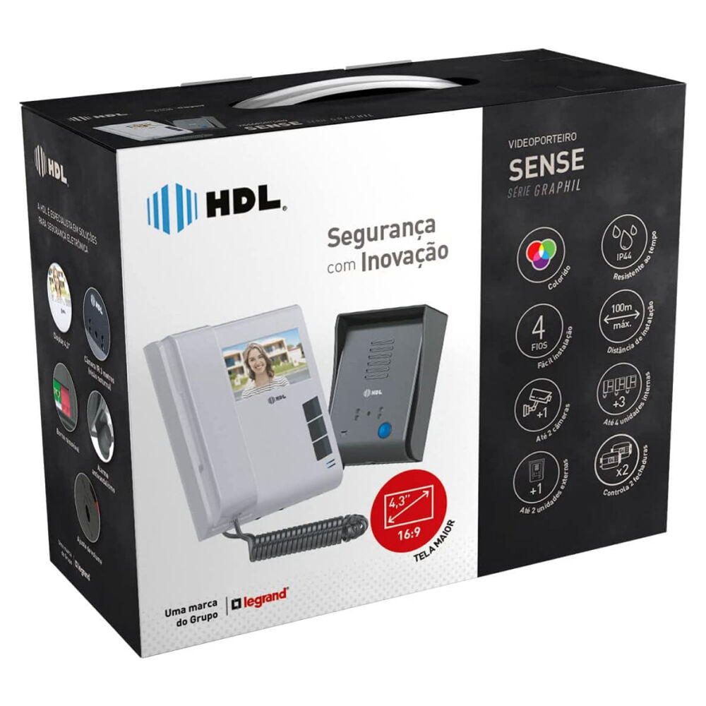 Vídeo Porteiro Sense 4,3" Grafite HDL