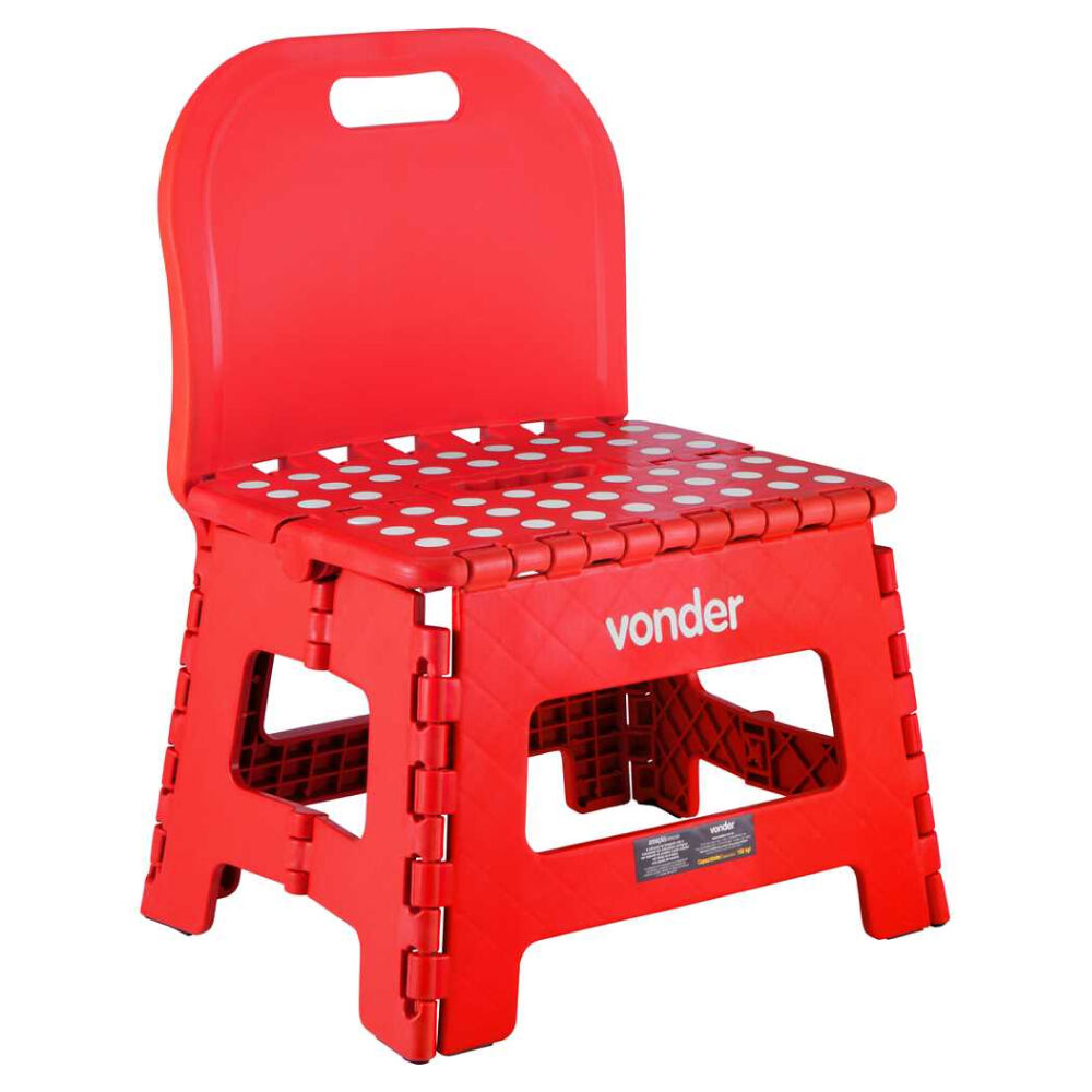 Banqueta Dobrável com Encosto Vermelha Vonder