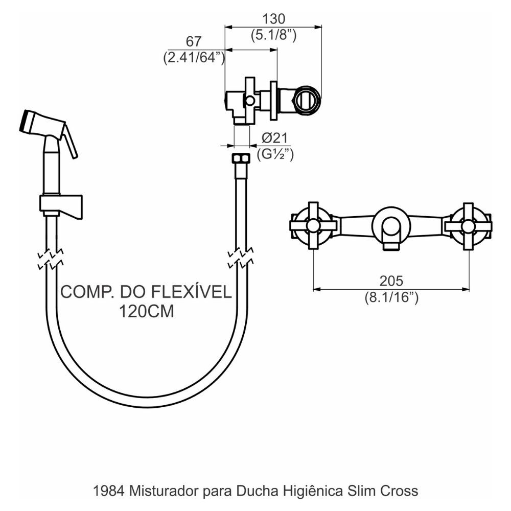Misturador para Ducha Higiênica com Base Slim Cross Perflex