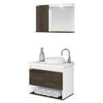 Gabinete Suspenso para Banheiro com Lavatório e Espelheira Bérgamo 63,5cm Castanho A.J. Rorato