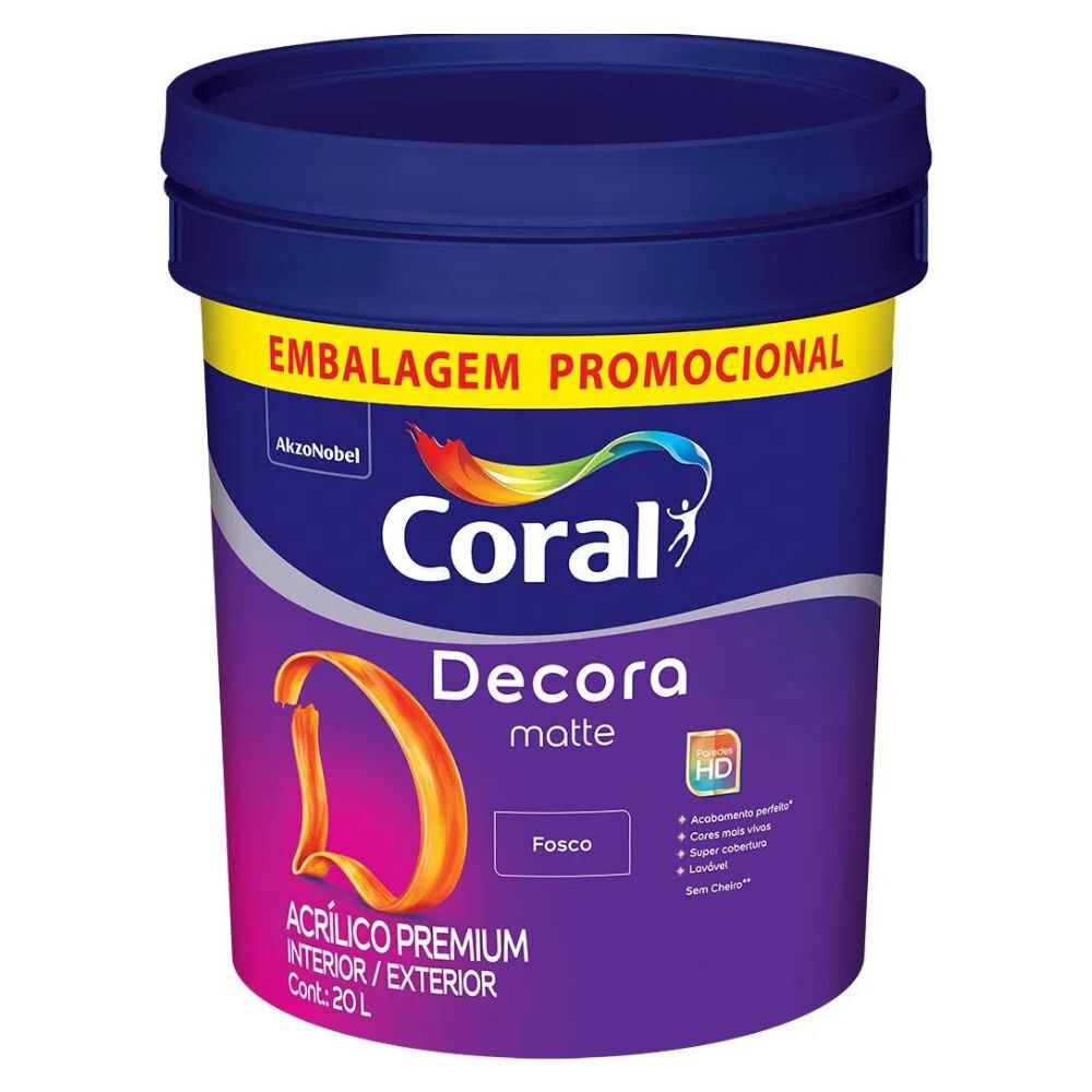 Tinta Acrílica Fosco Premium Decora Matte 20L Coral