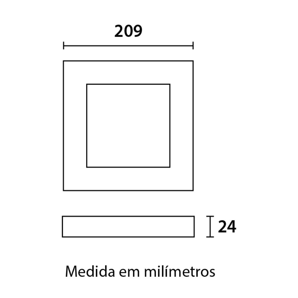 Painel LED de Sobrepor Quadrado 20,9x20,9cm 18W 6500K Bivolt Branco Blumenau Iluminação