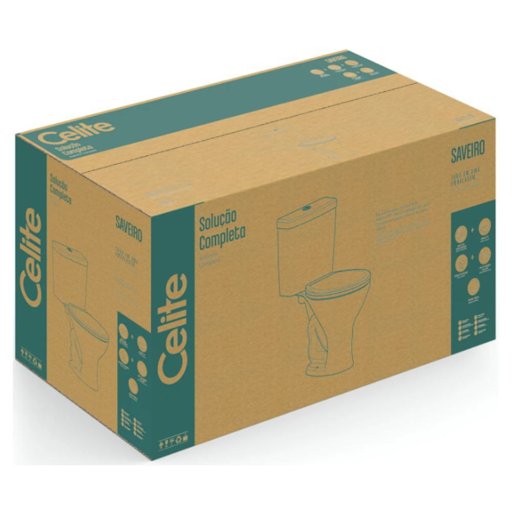 KIT Vaso Sanitário e Caixa Acoplada com Acessórios Saveiro Branco Celite