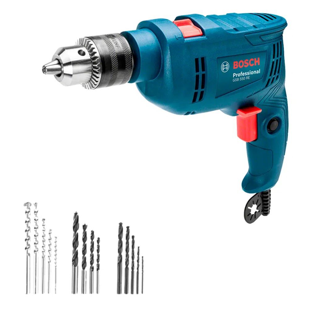 Furadeira Elétrica de Impacto 1/2" GSB 550 RE 550W com Acessórios Bosch