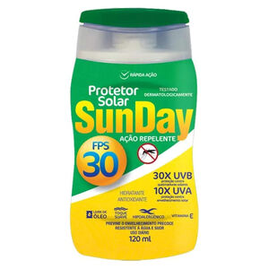 Protetor Solar Ação Repelente FPS 30 Sunday 120ml Nutriex Protetor Solar Ação Repelente FPS 30 Sunday 120ml Nutriex