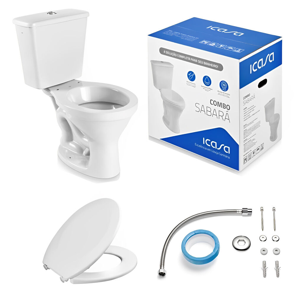 Kit Vaso Sanitário com Caixa Acoplada Sabará Branco Icasa