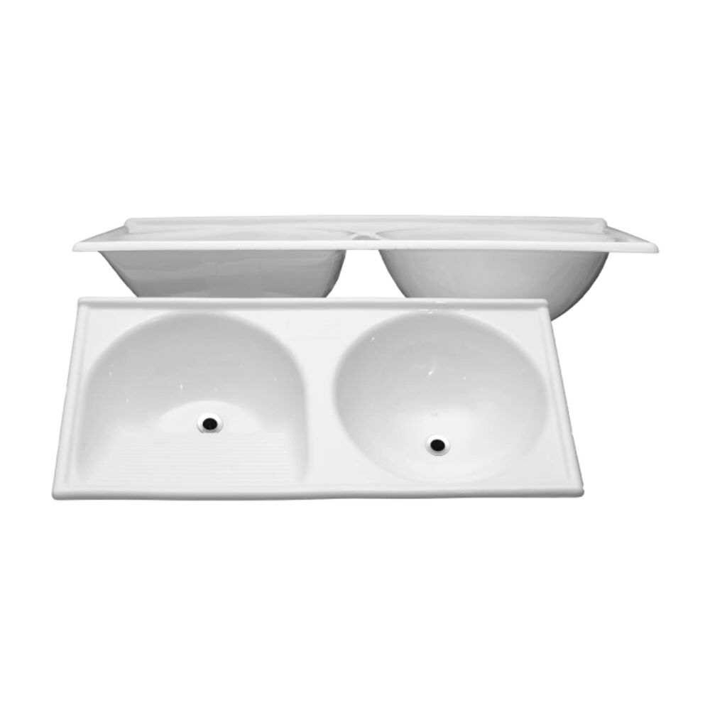 Tanque Duplo em Mármore Sintético Redondo 120x60cm Decoralita