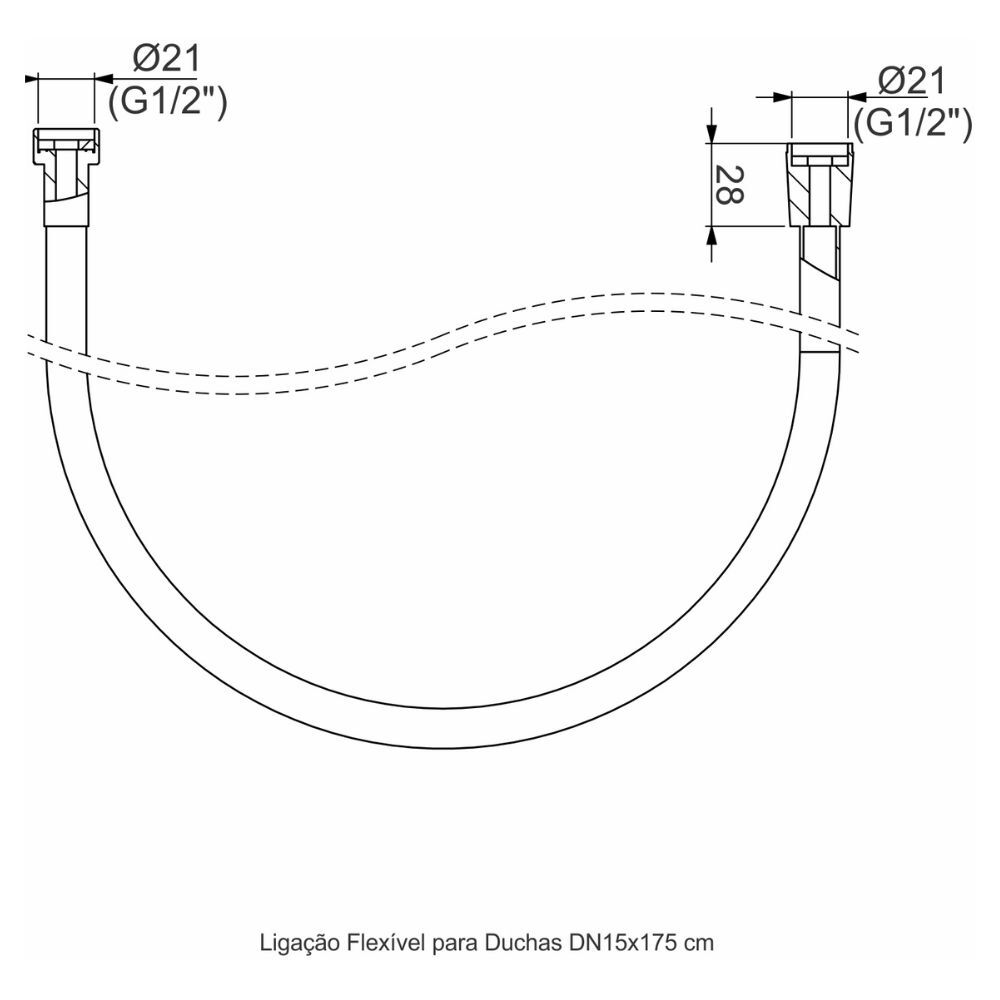Ligação Flexível para Ducha DN15x175cm Perflex