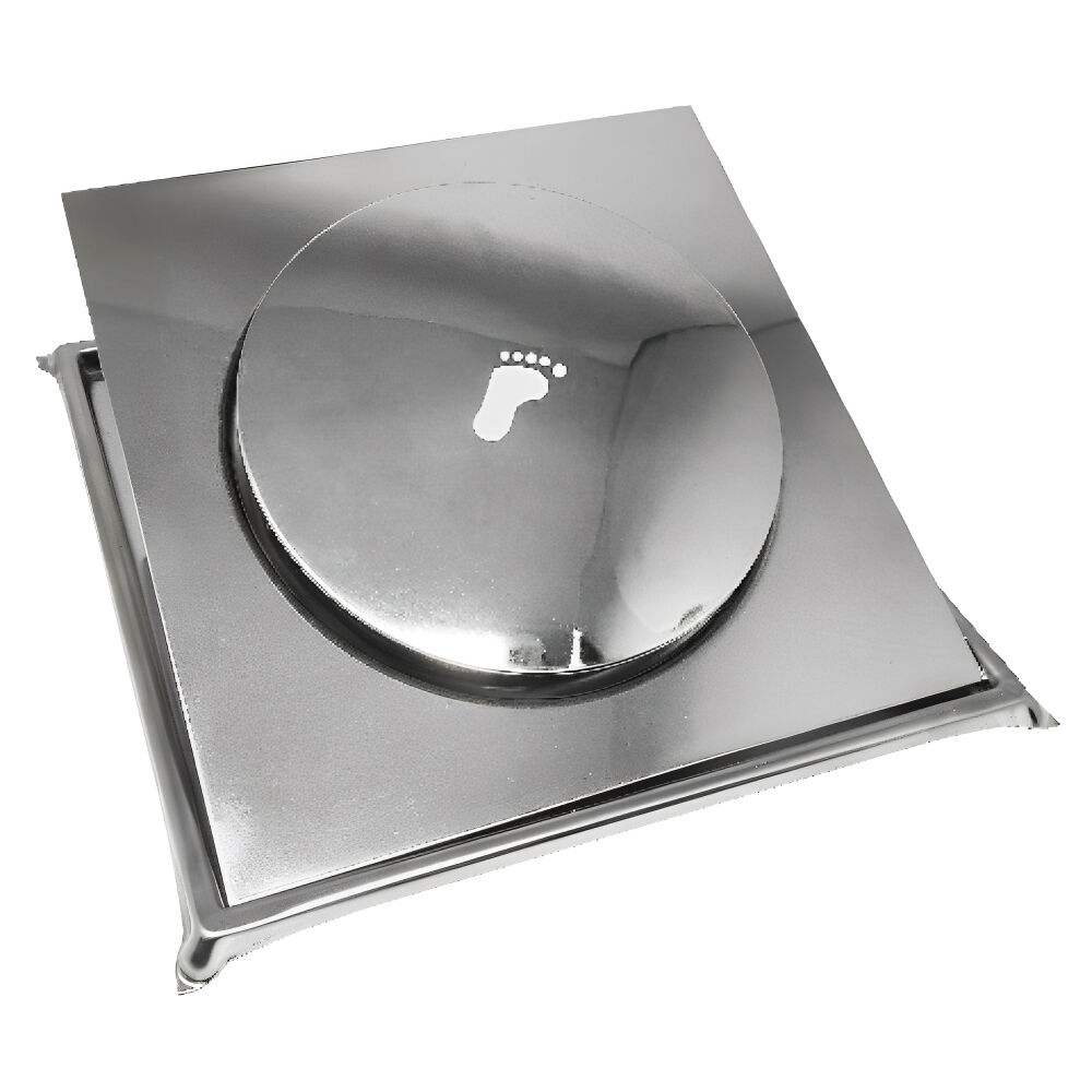 Ralo Click com Porta Grelha 10x10cm Cromado Metalplas
