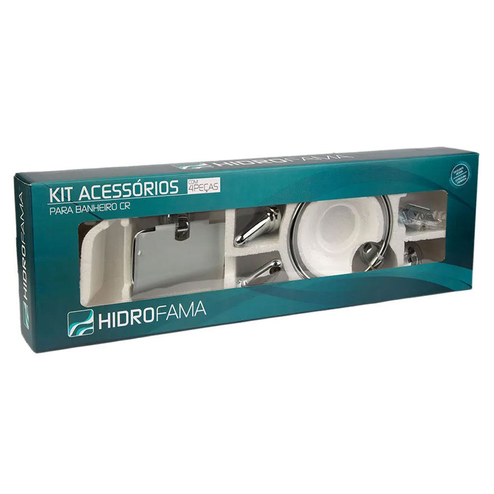Kit Acessório para Banheiro 4 Peças Cromado Hidrofama