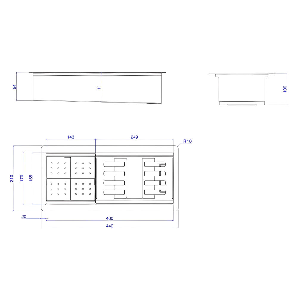 Calha Organizadora de Cozinha em Inox Deca