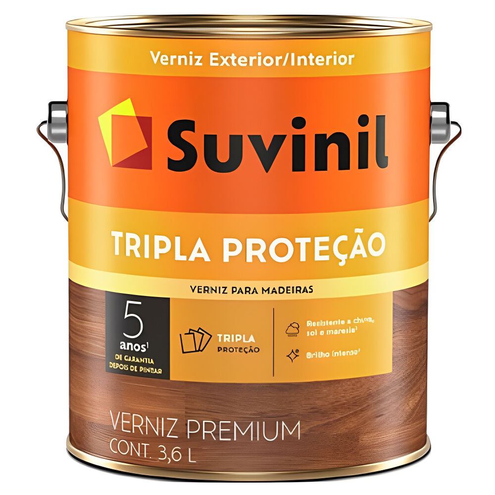 Verniz Brilhante Tripla Proteção Premium para Madeiras Natural 3,6L Suvinil