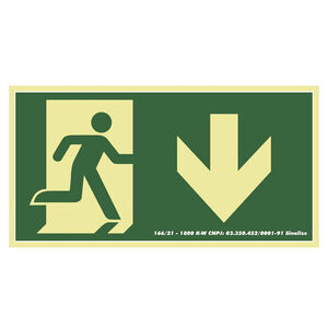 Placa de Sinaliza&ccedil;&atilde;o PVC Fotoluminescente Sa&iacute;da para Baixo 30x15cm Sinalize