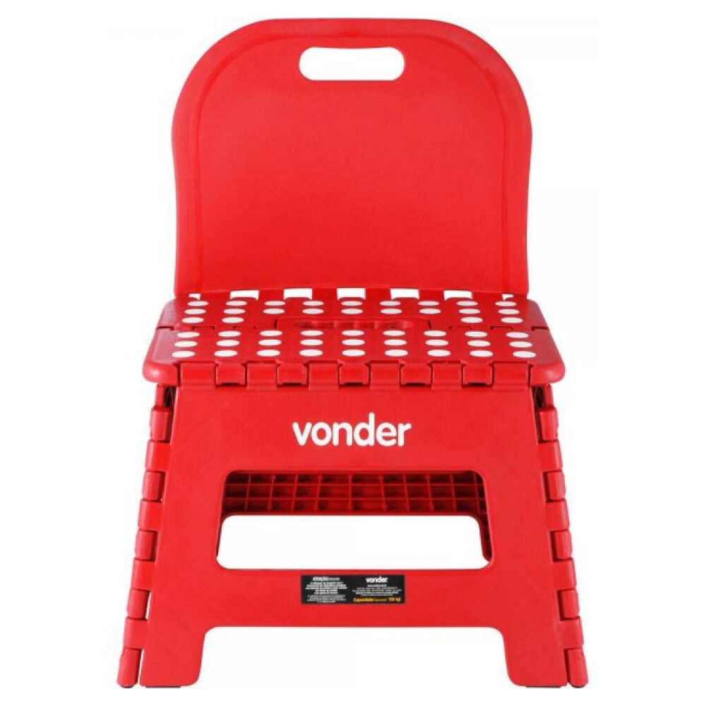 Banqueta Dobrável com Encosto Vermelha Vonder