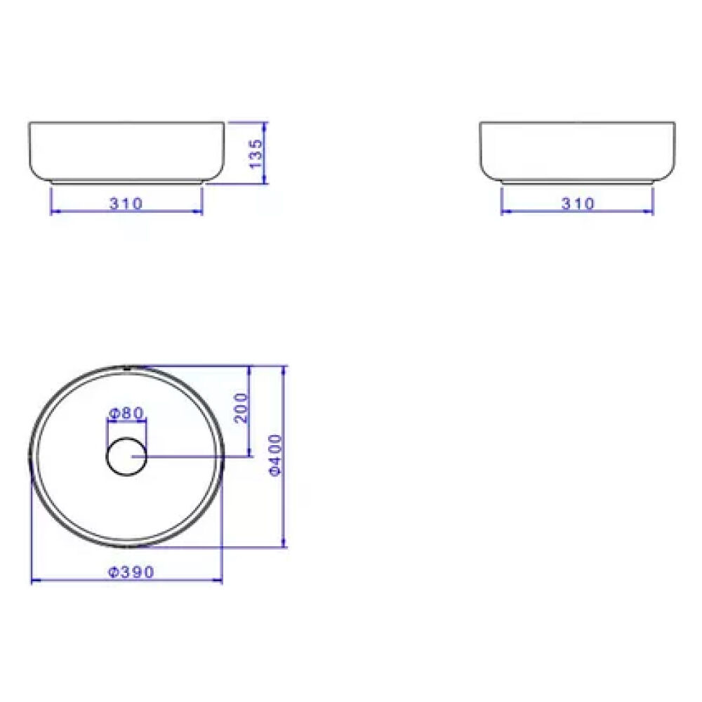 Cuba de Apoio Redonda 40cm Slim Deca