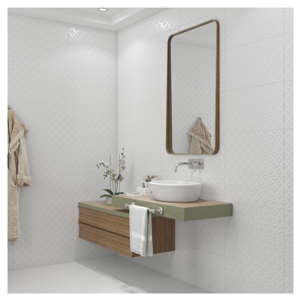 Revestimento Cerâmico Acetinado Borda Arredondada 32x57cm Atract HD Branco Fioranno (Caixa com 2,03m²)