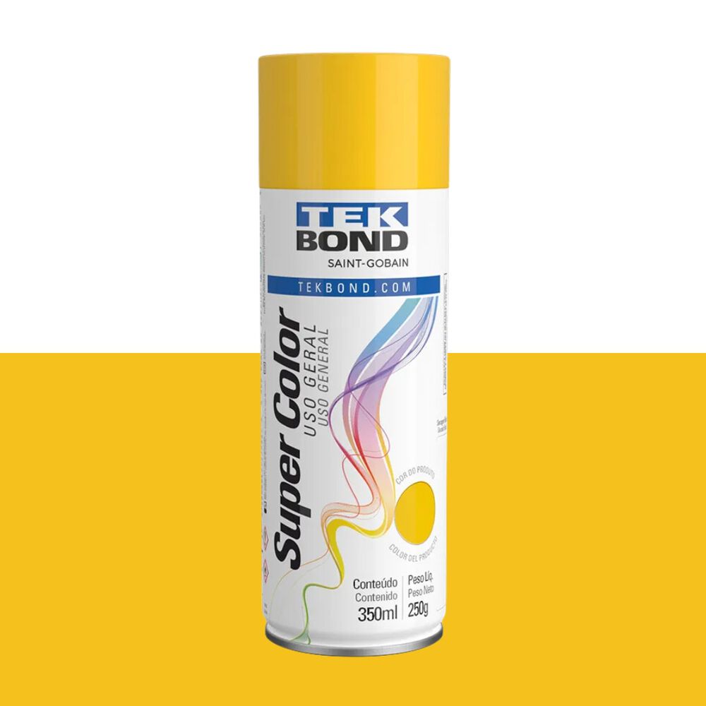 Tinta Spray Super Color Uso Geral Amarelo 350ml Tekbond