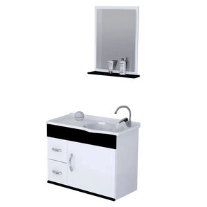 Gabinete Suspenso para Banheiro com Lavatório e Espelheira Siena 55,5cm Branco/Preto A.J. Rorato Gabinete Suspenso para Banheiro com Lavatório e Espelheira Siena 55,5cm Branco/Preto A.J. Rorato